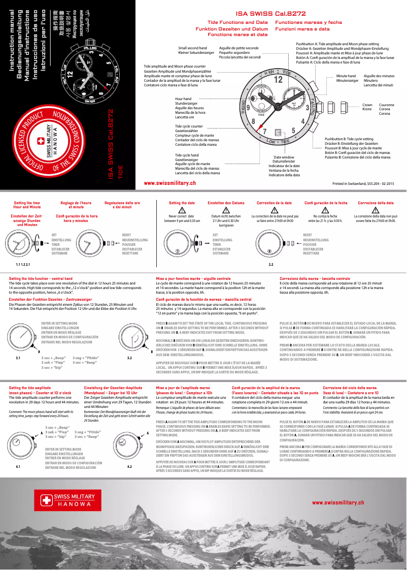 Page n°1 - Manuel utilisateur Swiss Military Hanowa Squad Tide