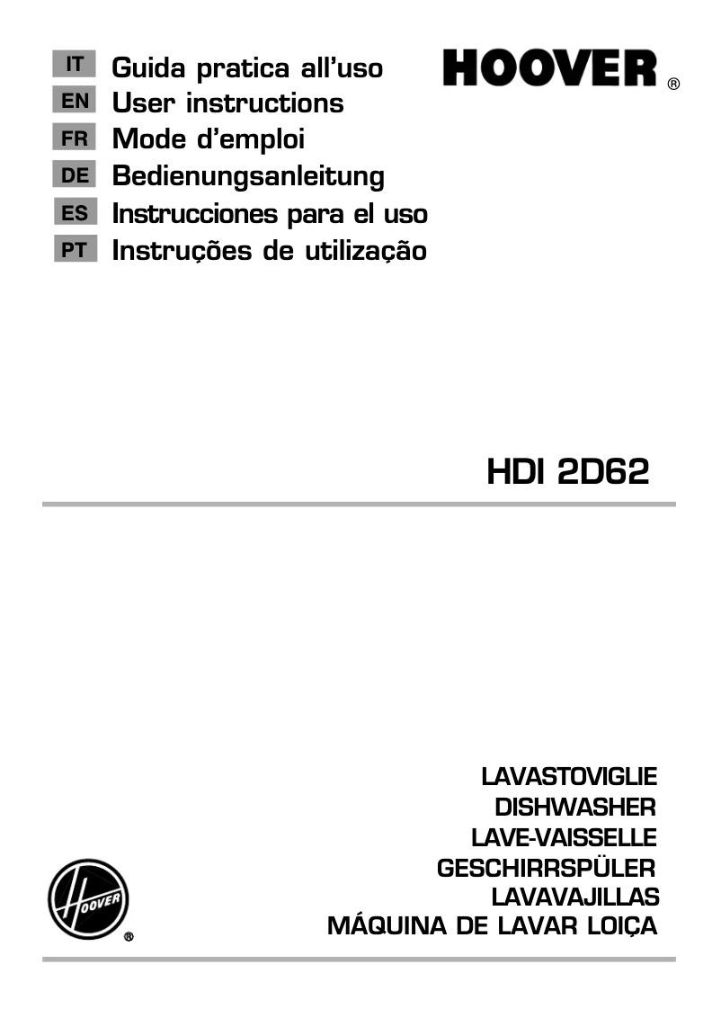 Page n°1 - Manuel utilisateur Hoover HDI 2D62