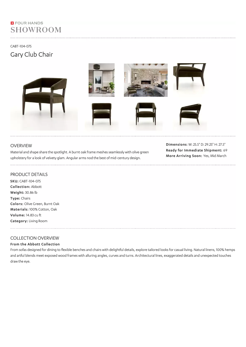 Page 1 de la notice Manuel utilisateur Four Hands CABT-104-075