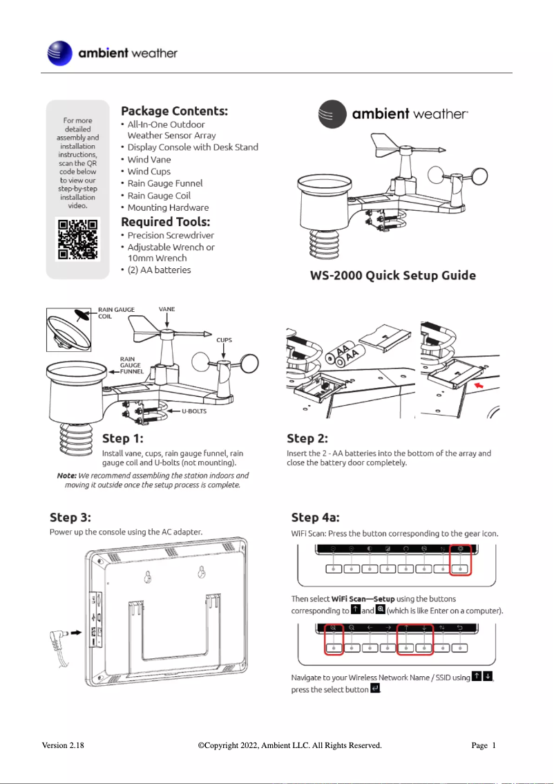 Image de la première page du manuel de l'appareil WS-2000