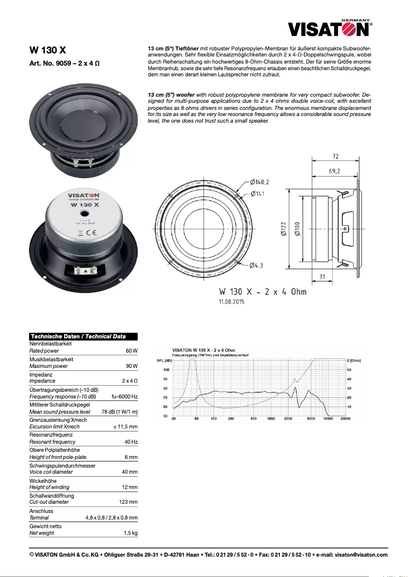 Página 1 del manual Manual de usuario Visaton W 130 X