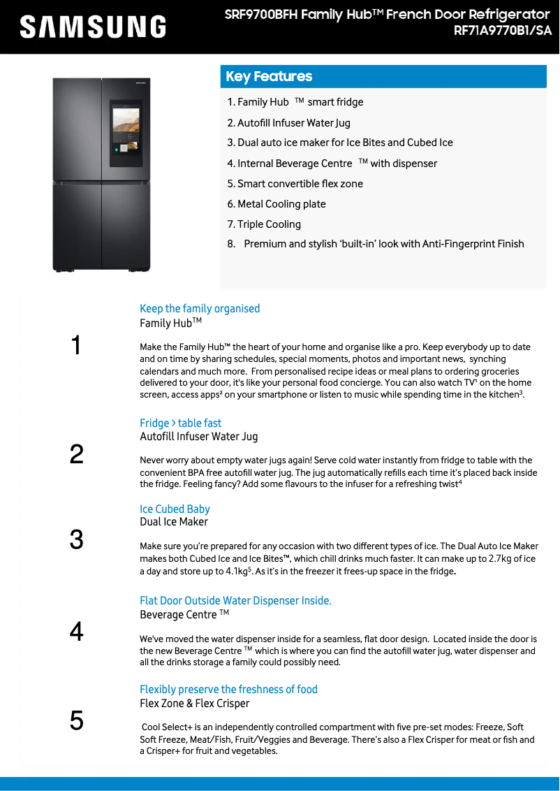Page n°1 - Fiche technique Samsung SRF7900BFH