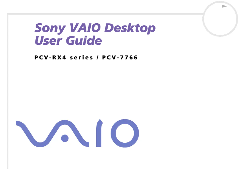 Image de la première page du manuel de l'appareil PCV-RX4