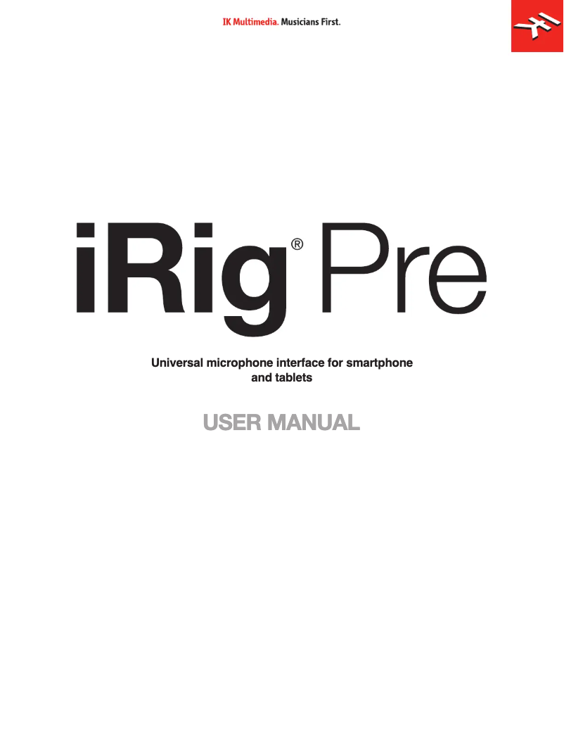 Page n°1 - Manuel utilisateur IK Multimedia iRig Pre