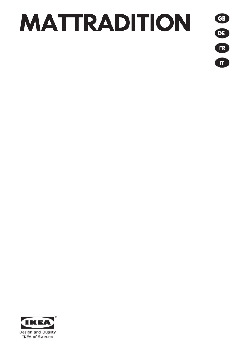Page 1 de la notice Manuel utilisateur Ikea MATTRADITION 703.688.01