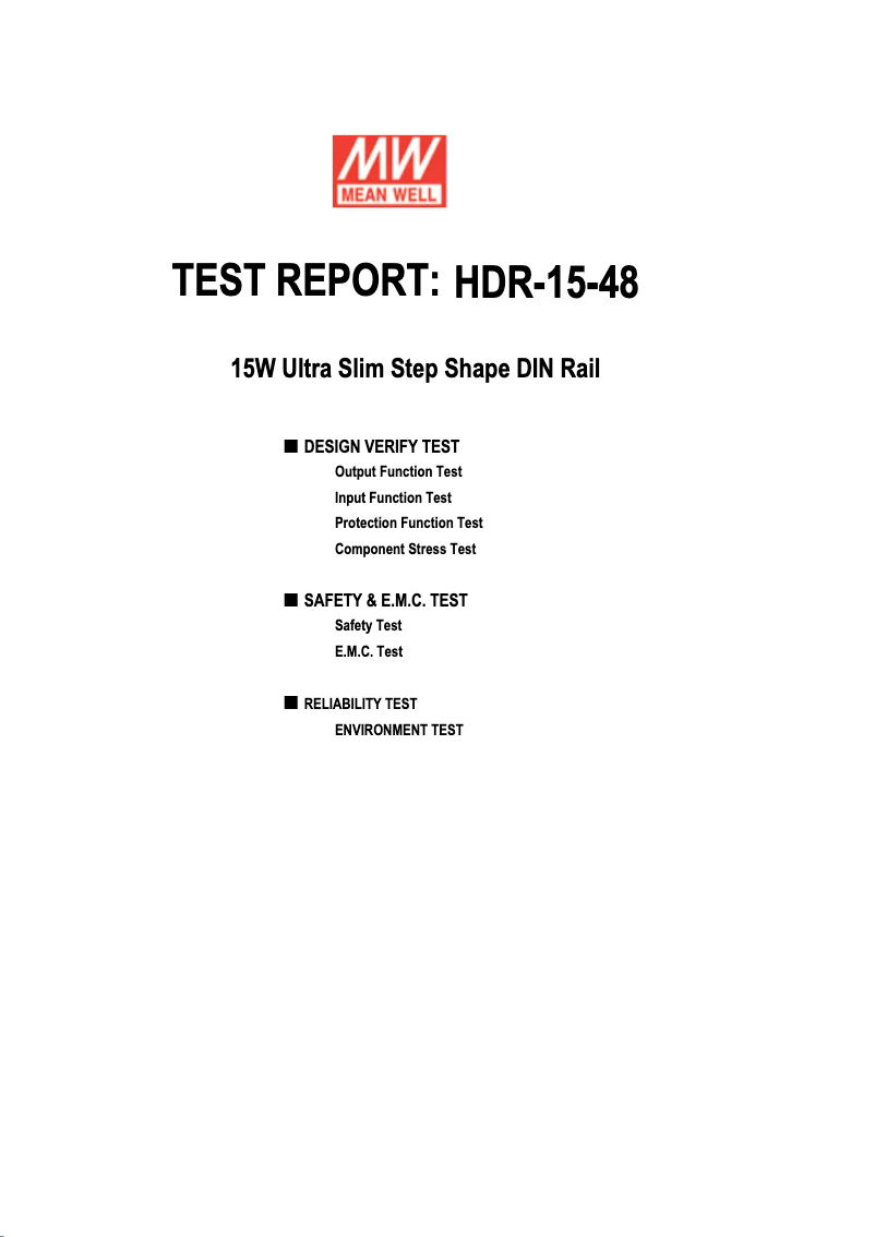 Page 1 de la notice Manuel utilisateur Mean Well HDR-15-48