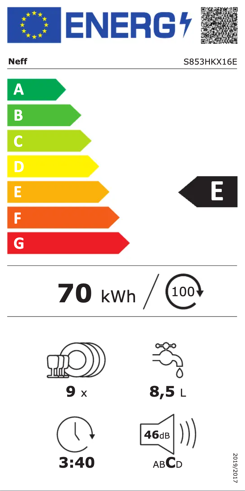Page n°1 - Label énergétique Neff S853HKX16E