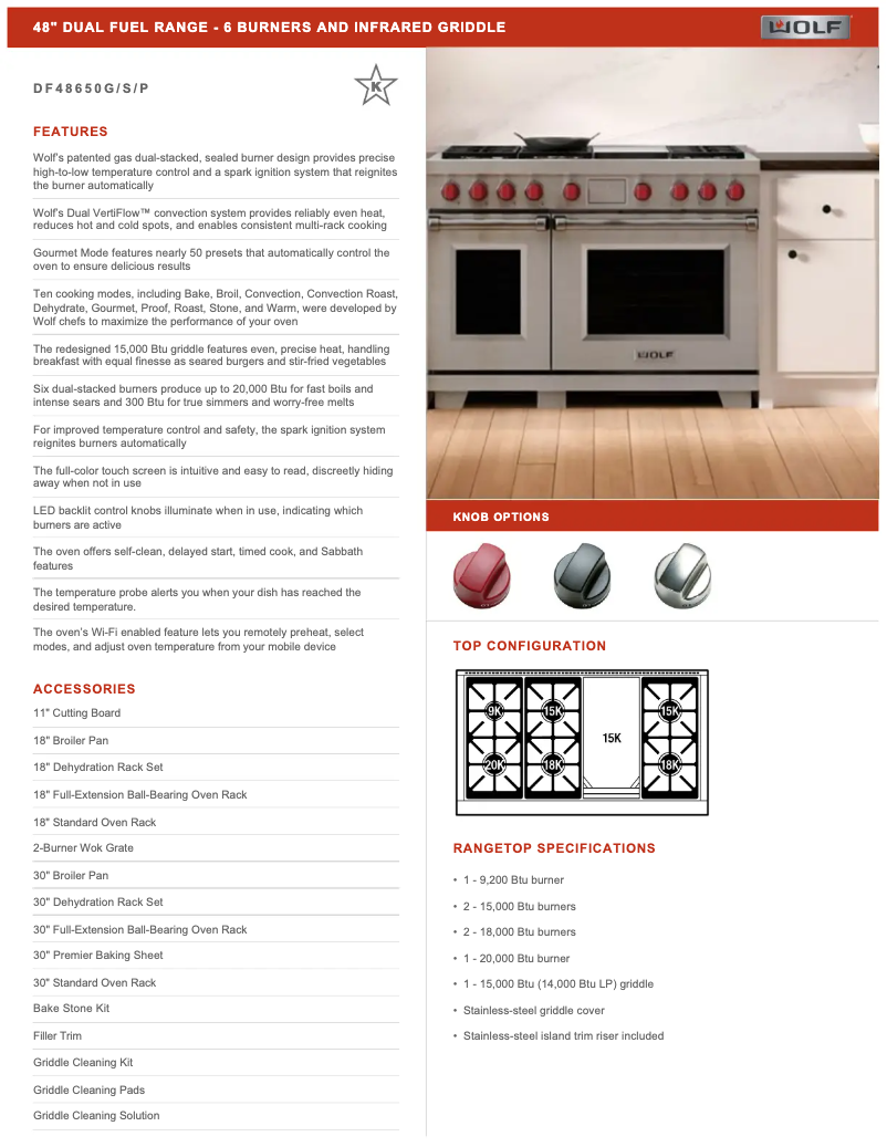 Page n°1 - Manuel utilisateur Wolf DF48650G