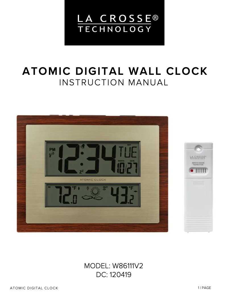 Page n°1 - Manuel utilisateur La Crosse Technology W86111V3
