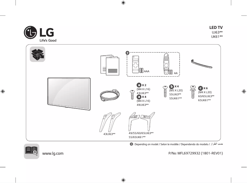 Page n°1 - Manuel utilisateur LG 55UK6100PTA