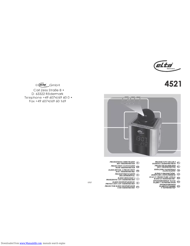 Page n°1 - Manuel utilisateur Elta 4521