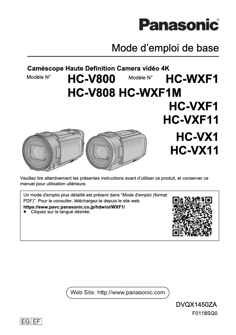 Image de la première page du manuel de l'appareil HC-WXF1M