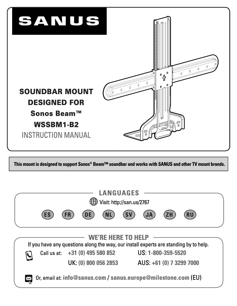 Page 1 de la notice Guide d'installation Sanus WSSBM1-B2