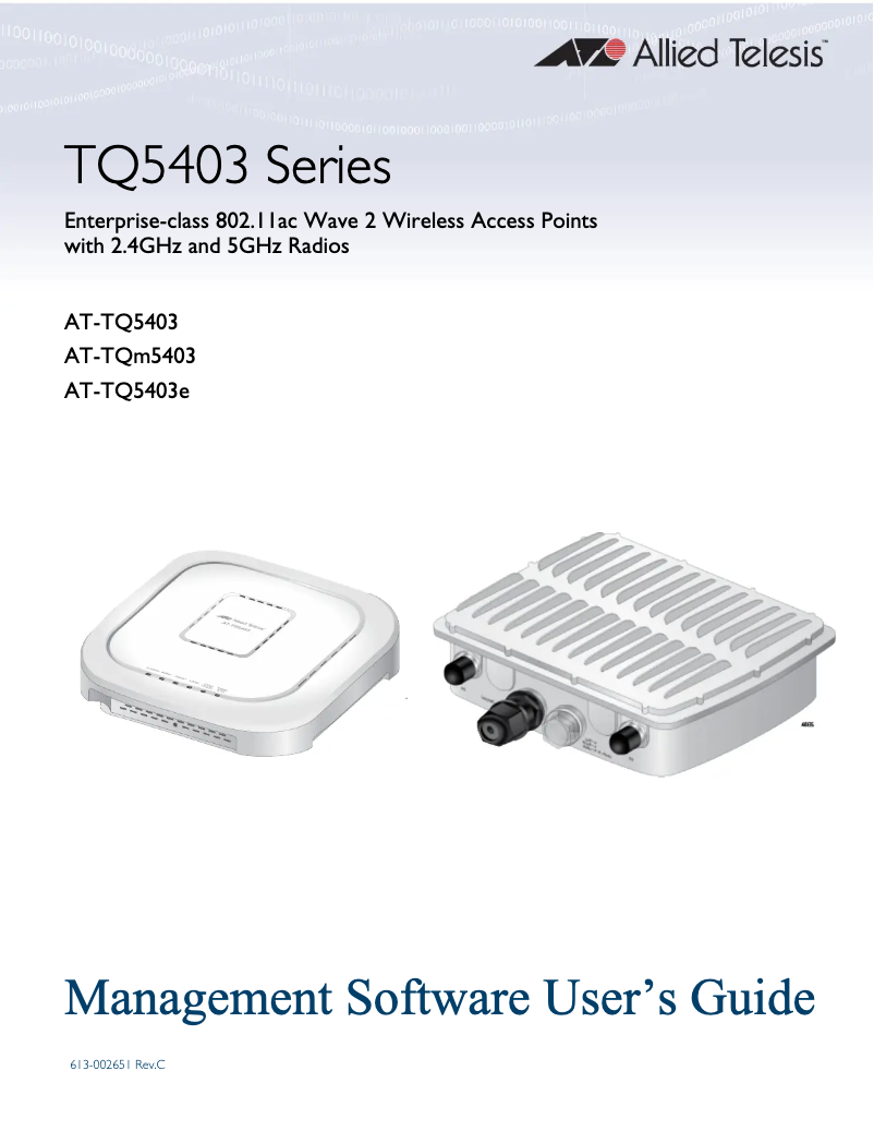 Page n°1 - Manuel utilisateur Allied Telesis AT-TQ5403e