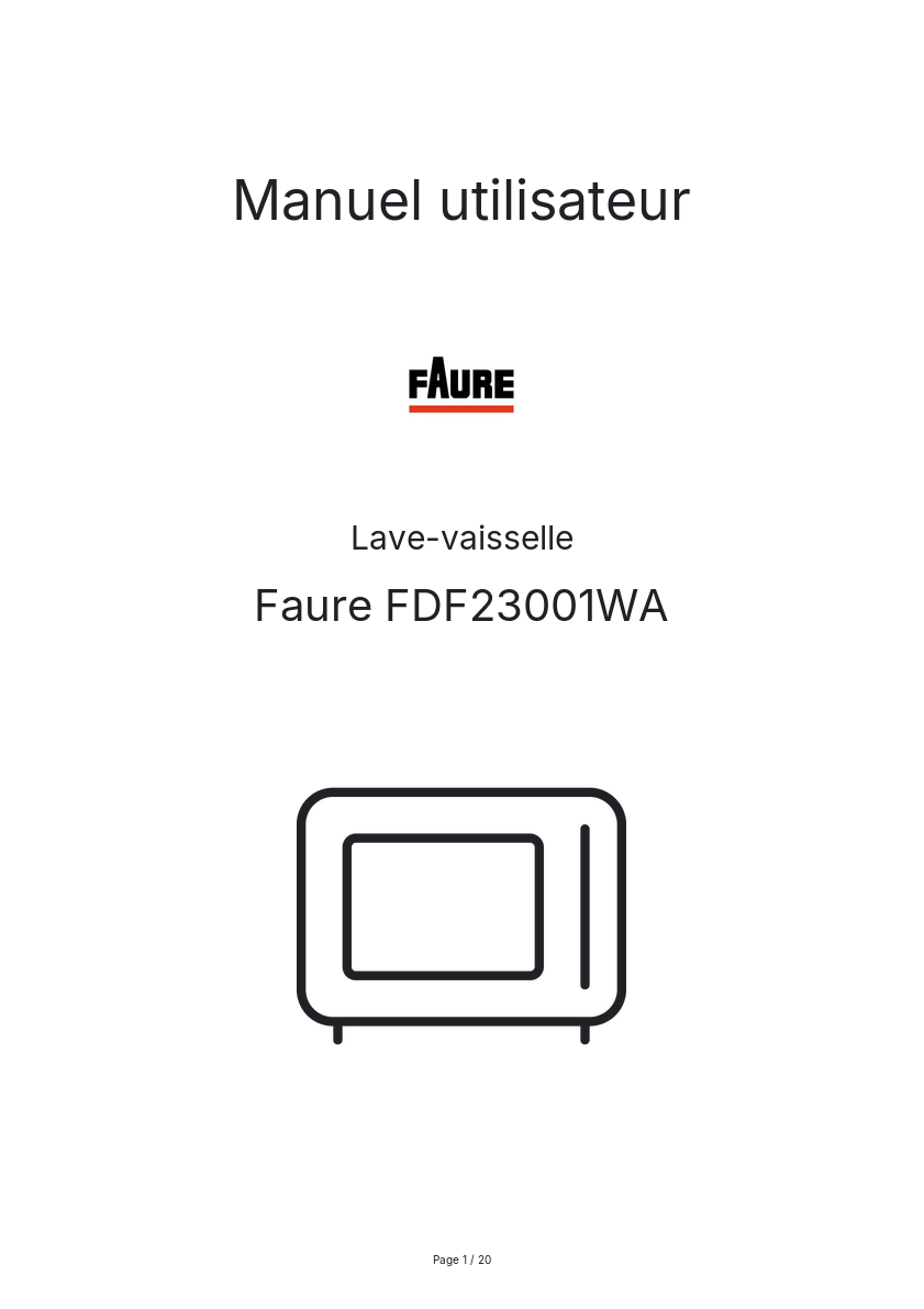 Page n°1 - Manuel utilisateur Faure FDF23001WA