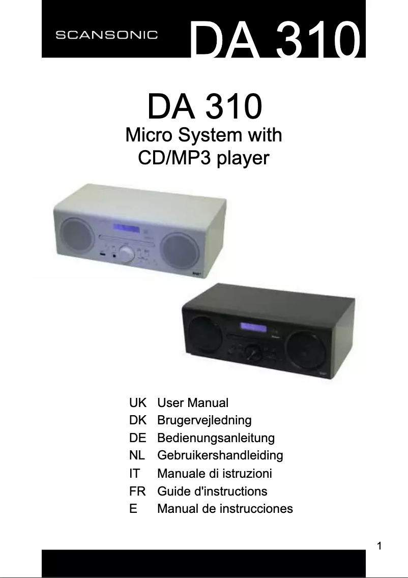 Image de la première page du manuel de l'appareil DA310