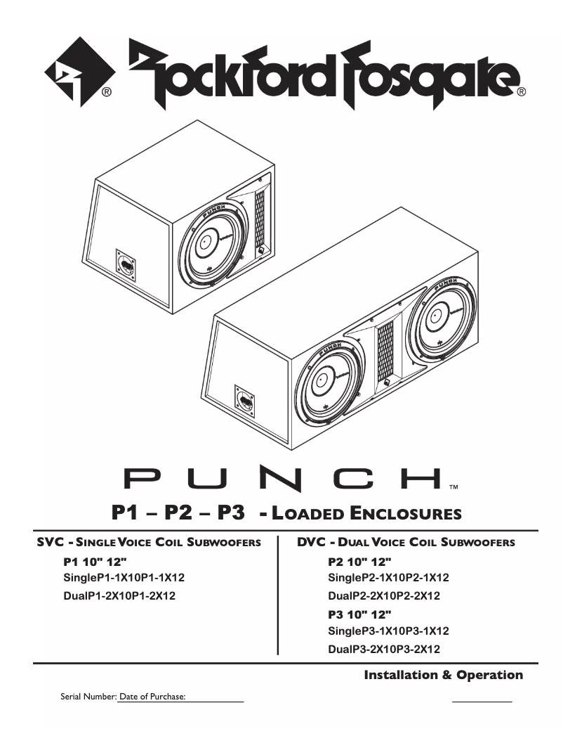 Page n°1 - Manuel utilisateur Rockford Fosgate Punch P1-2X12