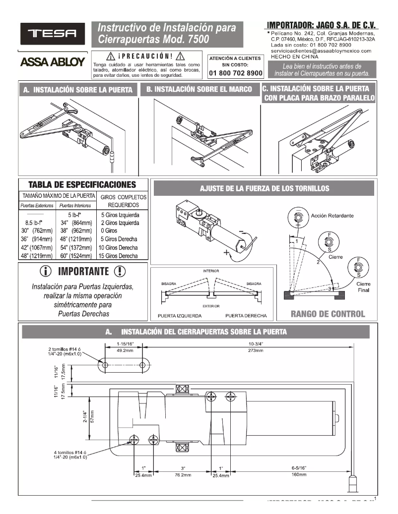 Page n°1 - Manuel utilisateur Assa Abloy 84883