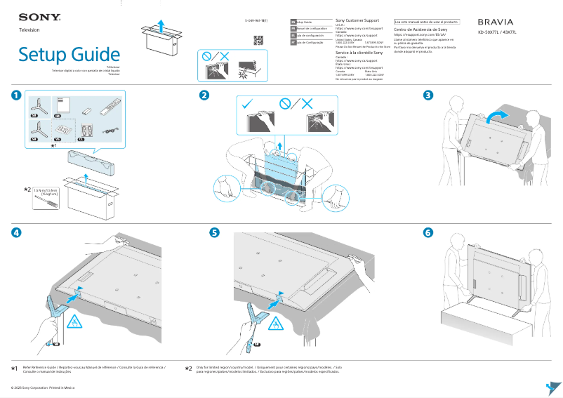 Page n°1 - Guide d'installation Sony KD-50X77L