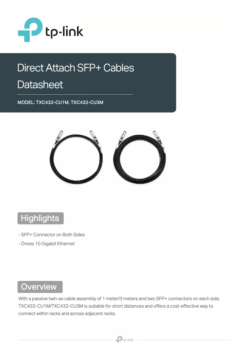 Page 1 de la notice Manuel utilisateur TP-Link TXC432-CU1M