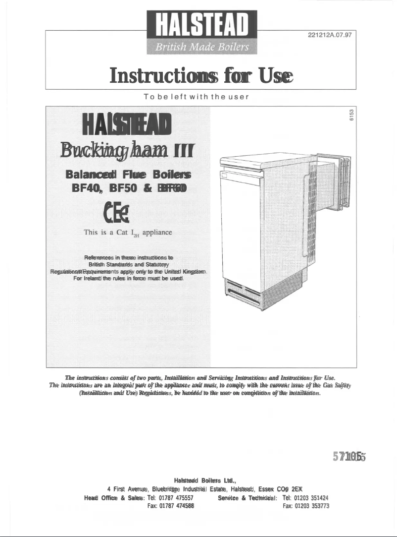 Page 1 de la notice Manuel utilisateur Halstead Buckingham III BF60