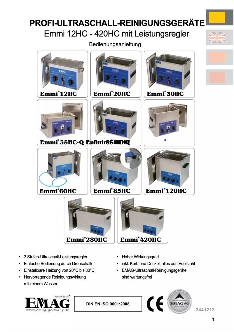 Page 1 de la notice Manuel utilisateur EMAG Emmi 20HC