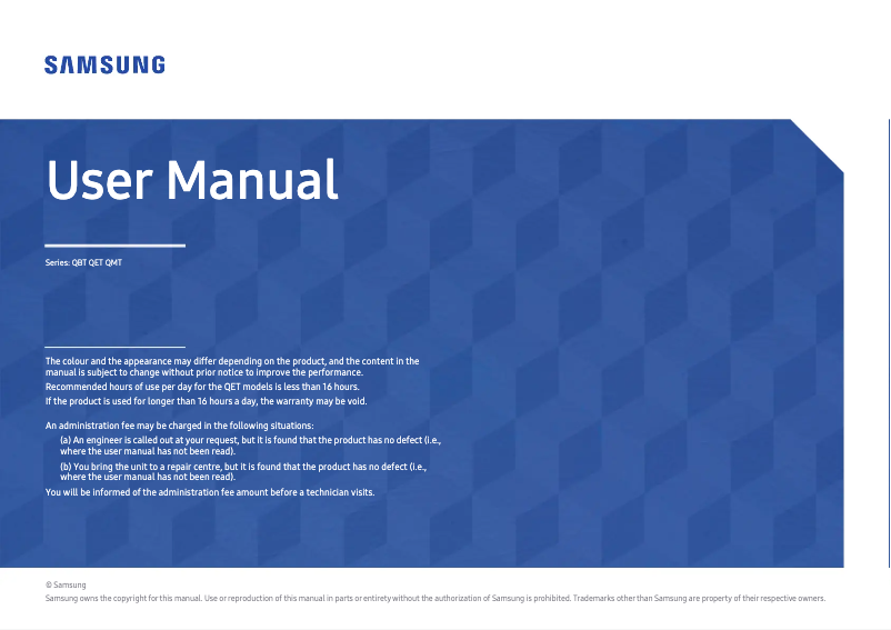 Page n°1 - Manuel utilisateur Samsung LH82QETELGC
