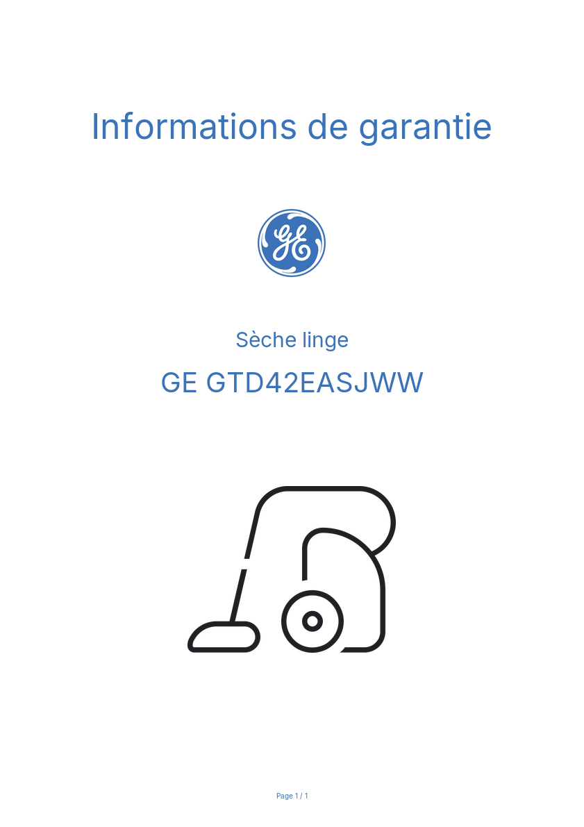 Image de la première page du manuel de l'appareil GTD42EASJWW