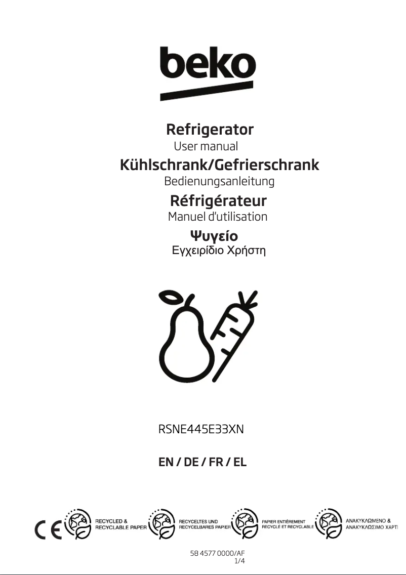 Image de la première page du manuel de l'appareil RSNE445E33XN