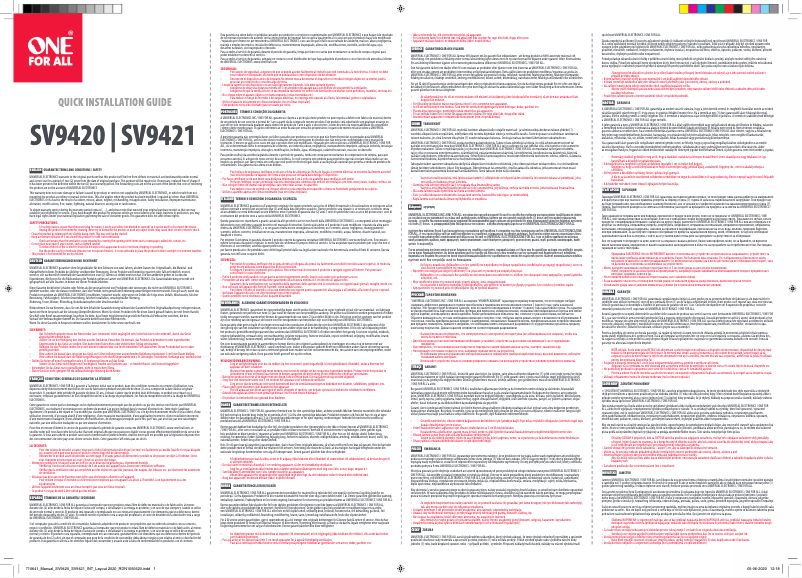 Page 1 de la notice Manuel utilisateur One for all SV 9420