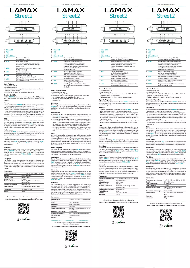 Page n°1 - Manuel utilisateur Lamax Street2