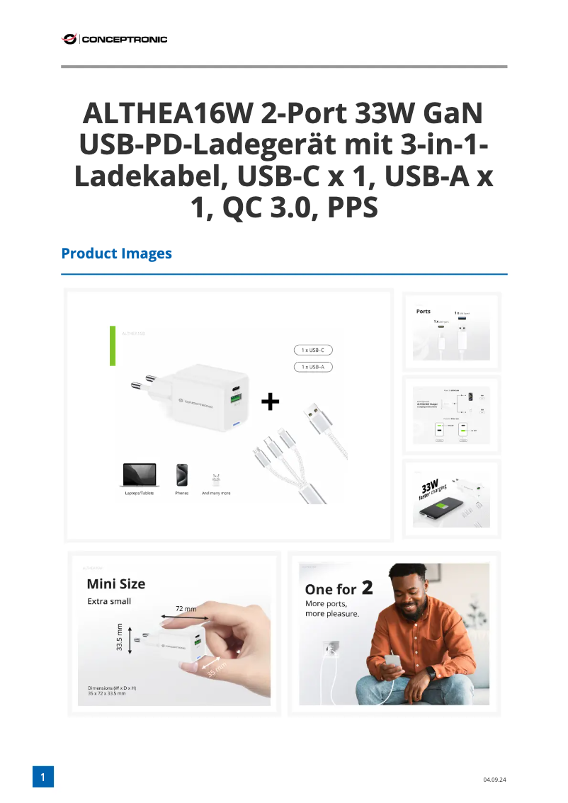 Image de la première page du manuel de l'appareil ALTHEA16W