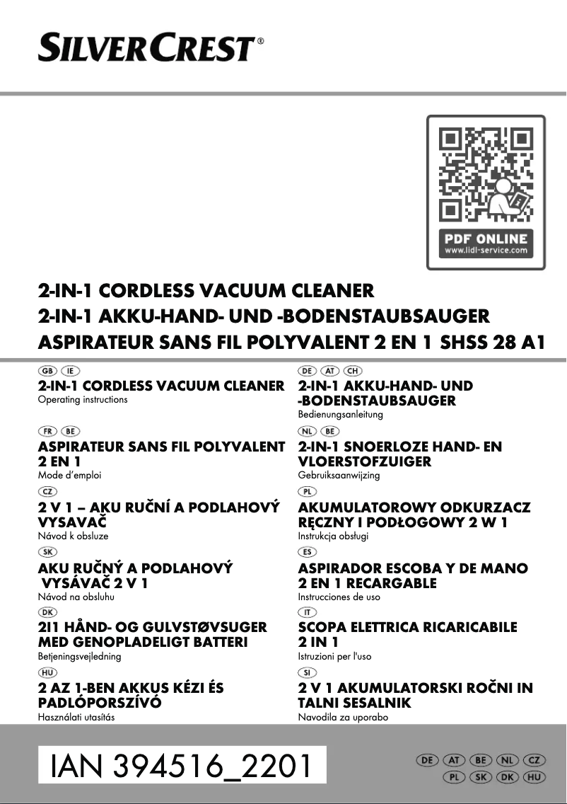 Image de la première page du manuel de l'appareil SHSS 28 A1