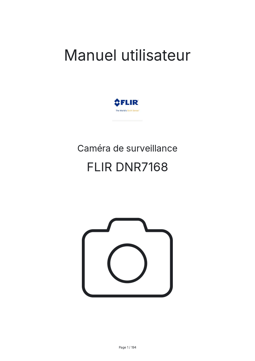 Page 1 de la notice Manuel utilisateur FLIR DNR7168