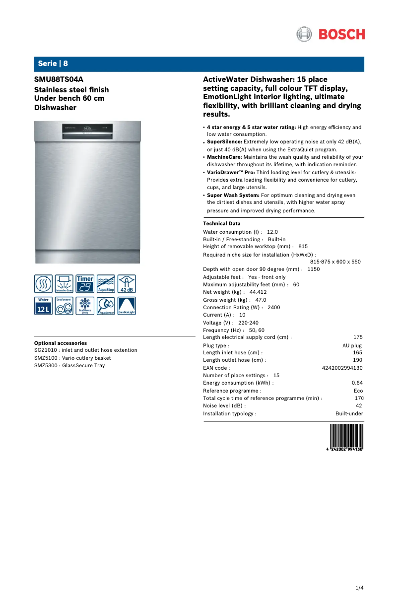 Image de la première page du manuel de l'appareil SMU88TS04A