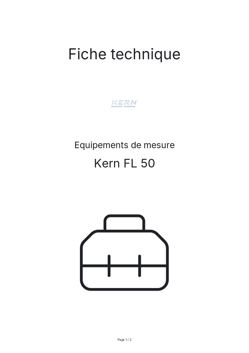 Page n°1 - Fiche technique Kern FL 50