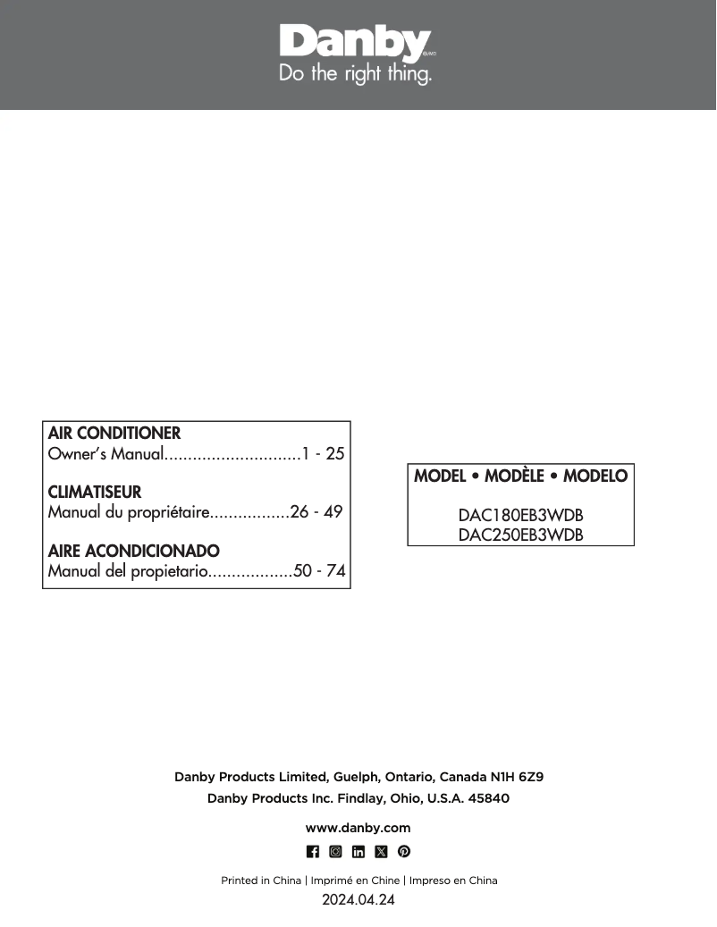 Página 1 del manual Manual de usuario Danby DAC180EB3WDB