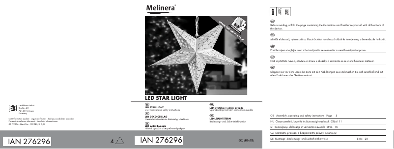 Page n°1 - Manuel utilisateur Melinera IAN 276296