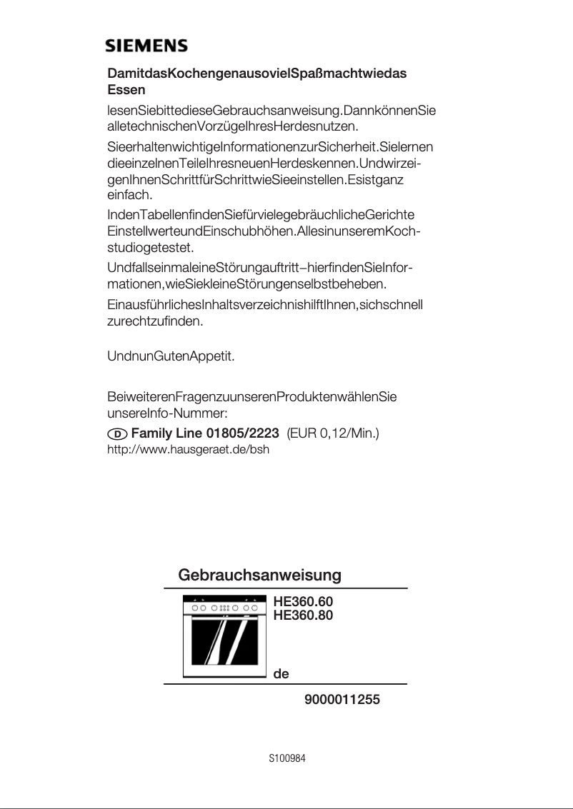 Page n°1 - Manuel utilisateur Siemens HE360260
