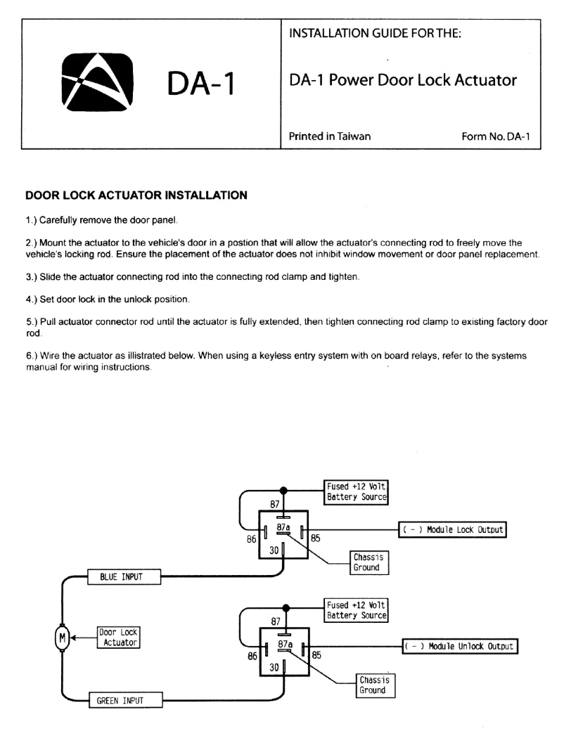 Imagen de la primera página del manual del dispositivo DA-1
