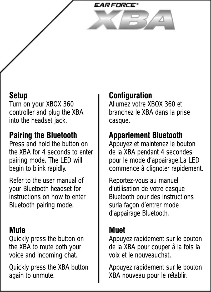 Page n°1 - Manuel utilisateur Turtle Beach Earforce XBA
