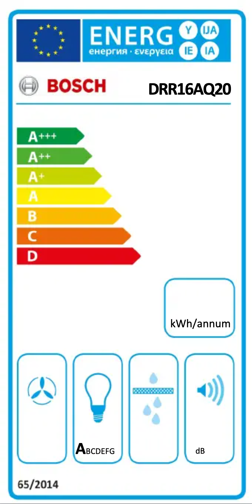Page 1 de la notice Label énergétique Bosch DRR16AQ20