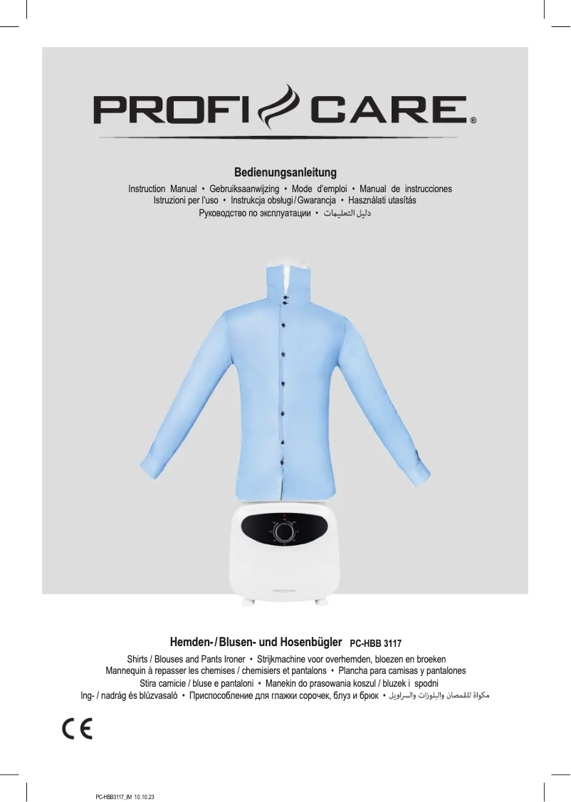 Page n°1 - Manuel utilisateur ProfiCare PC-HBB 3117