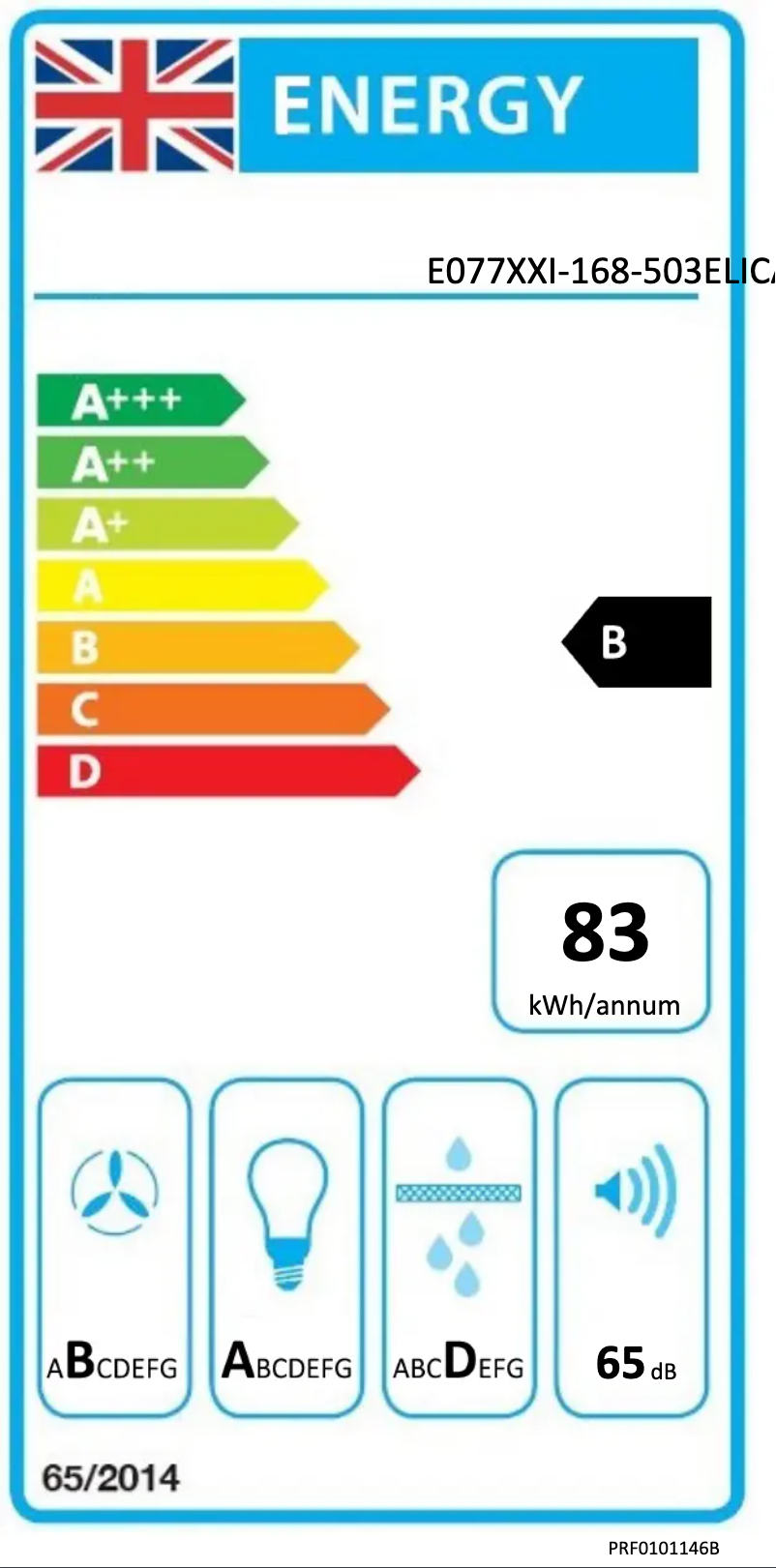 Página 1 del manual Etiqueta energética Elica STRIPE PRF0101146B