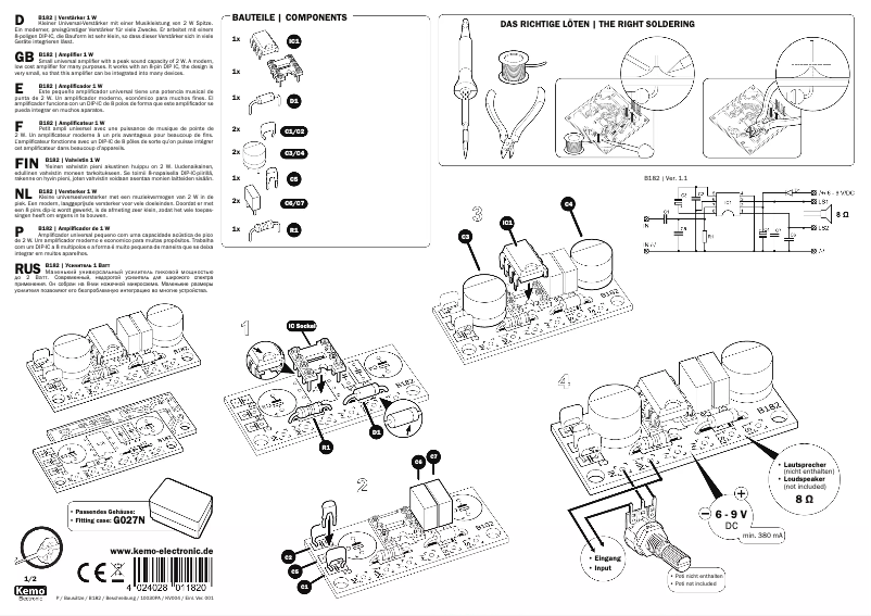 Page 1 de la notice Manuel utilisateur Kemo B182