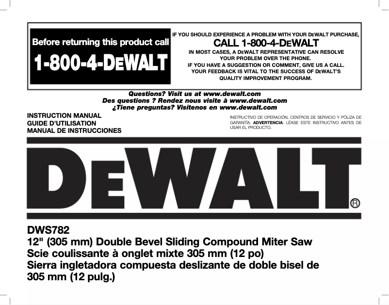 Image de la première page du manuel de l'appareil DWS782