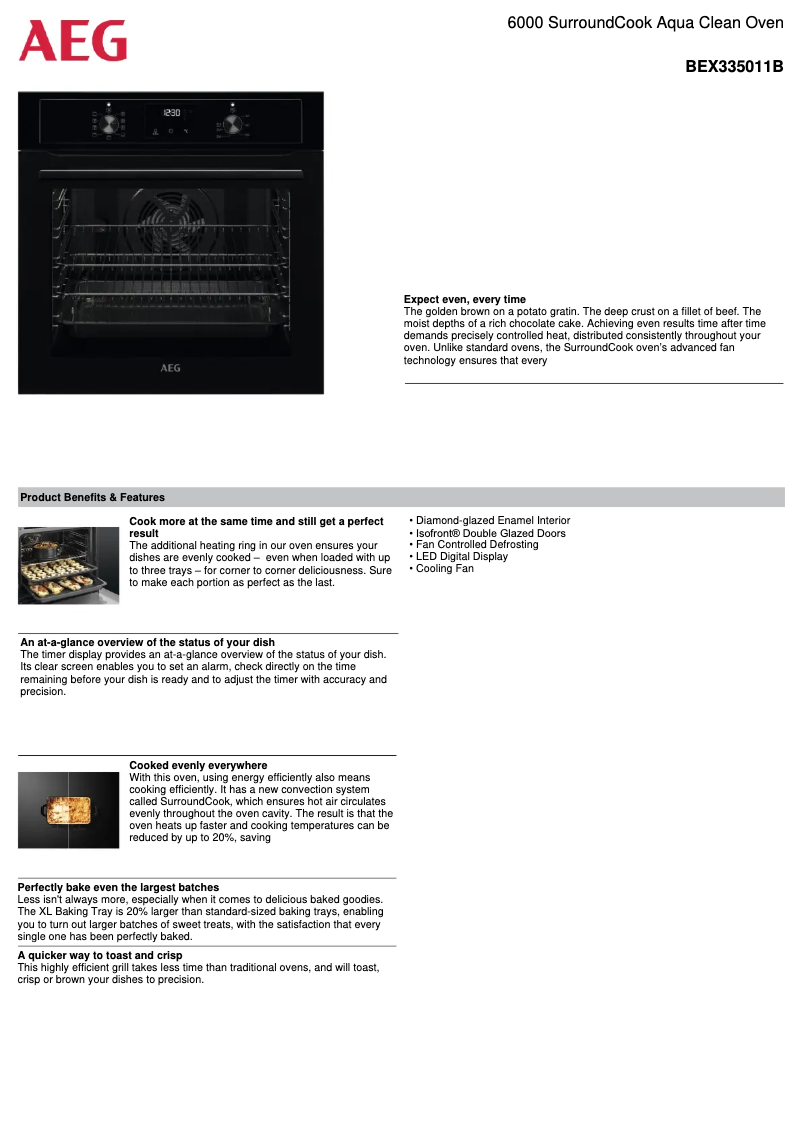 Page 1 de la notice Fiche technique AEG BEX335011B