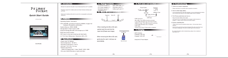 Image de la première page du manuel de l'appareil Primer Pocket SX-SP430A