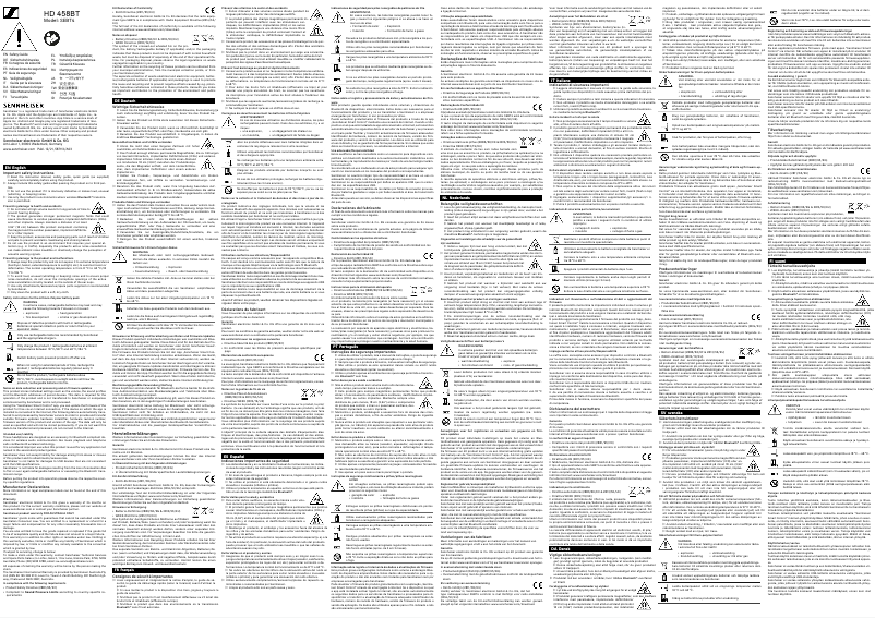 Page 1 de la notice Instructions de sécurité Sennheiser HD 458BT