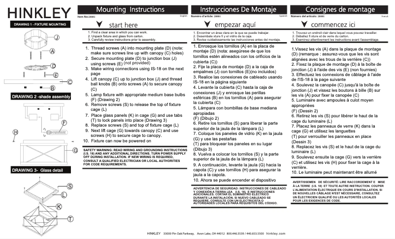 Page n°1 - Manuel utilisateur Hinkley Lighting Monte 28881BK